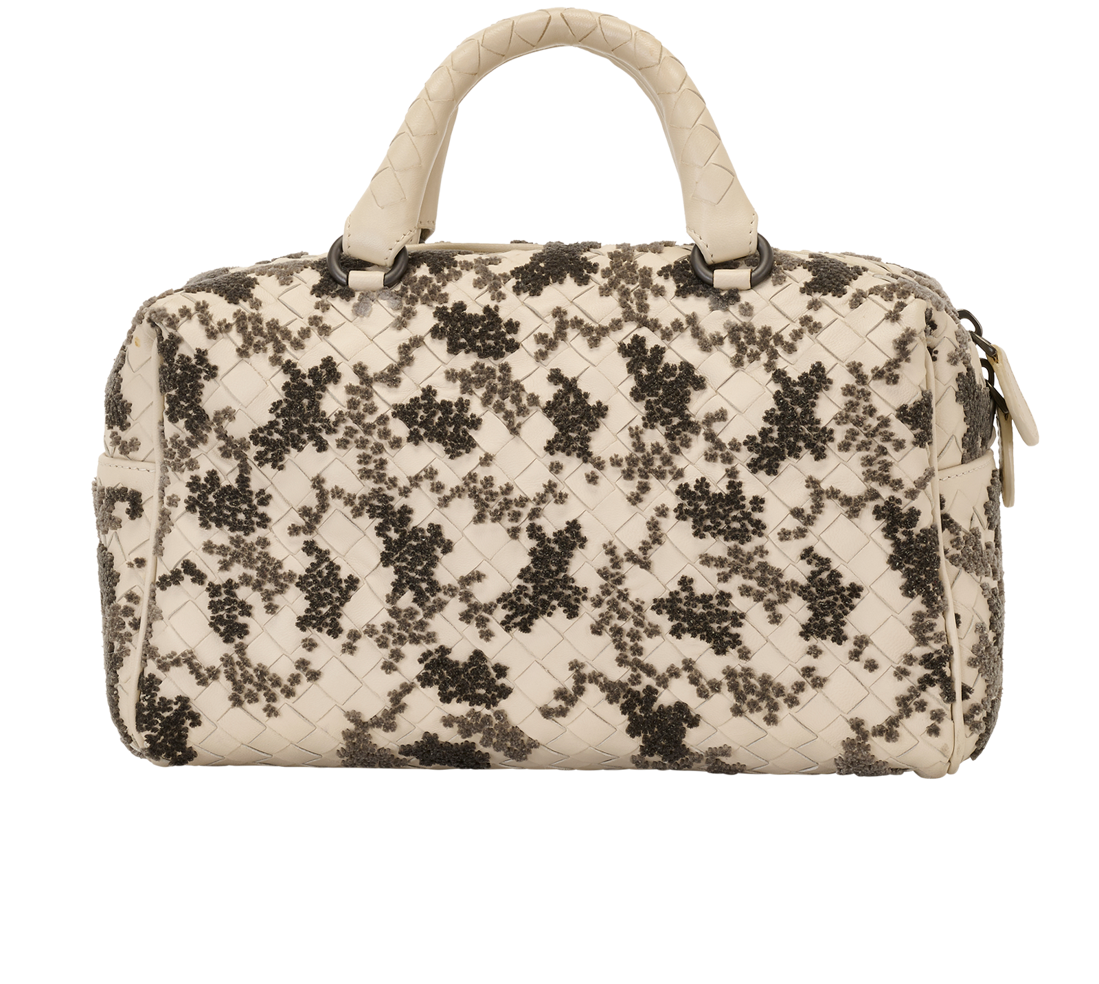 Intrecciato Duffel Bag, &pound;350, Handbags, Cream/Grey, Leather, Back view